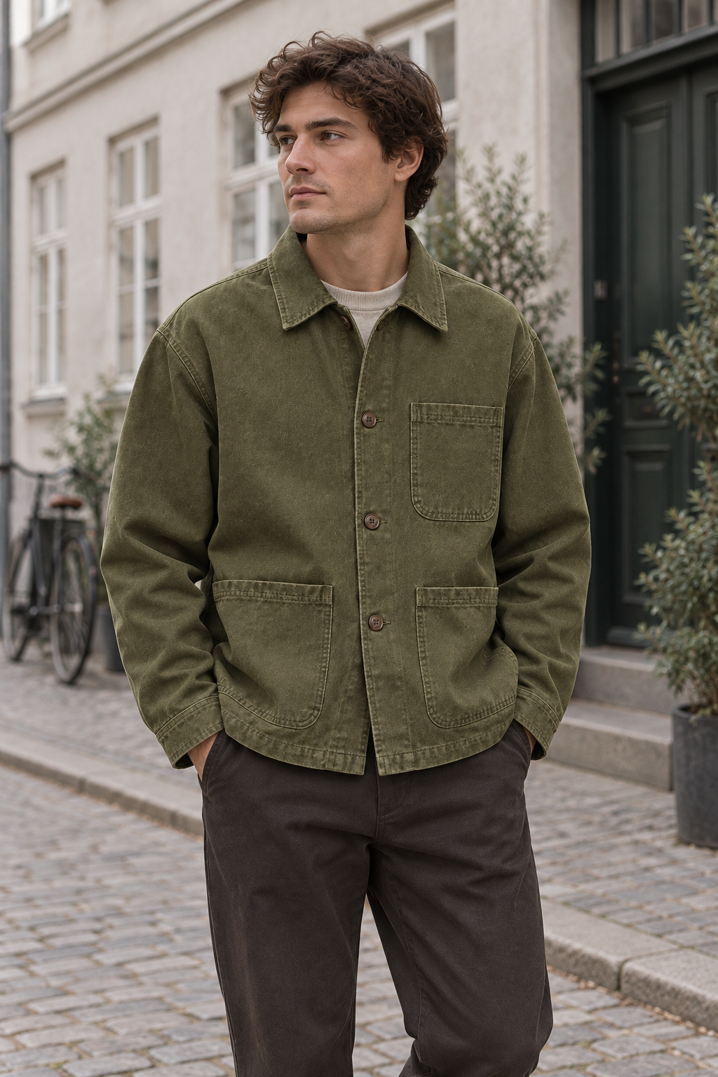 Canvas Work Jacket shown in a typical use setting