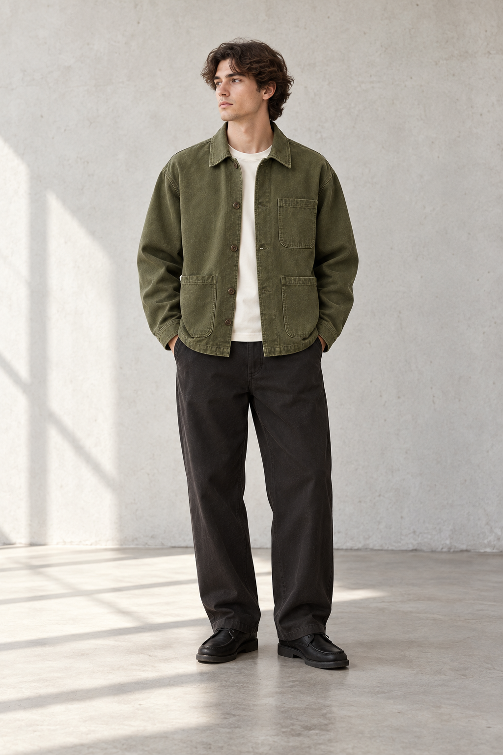 Canvas Work Jacket worn as part of a styled outfit