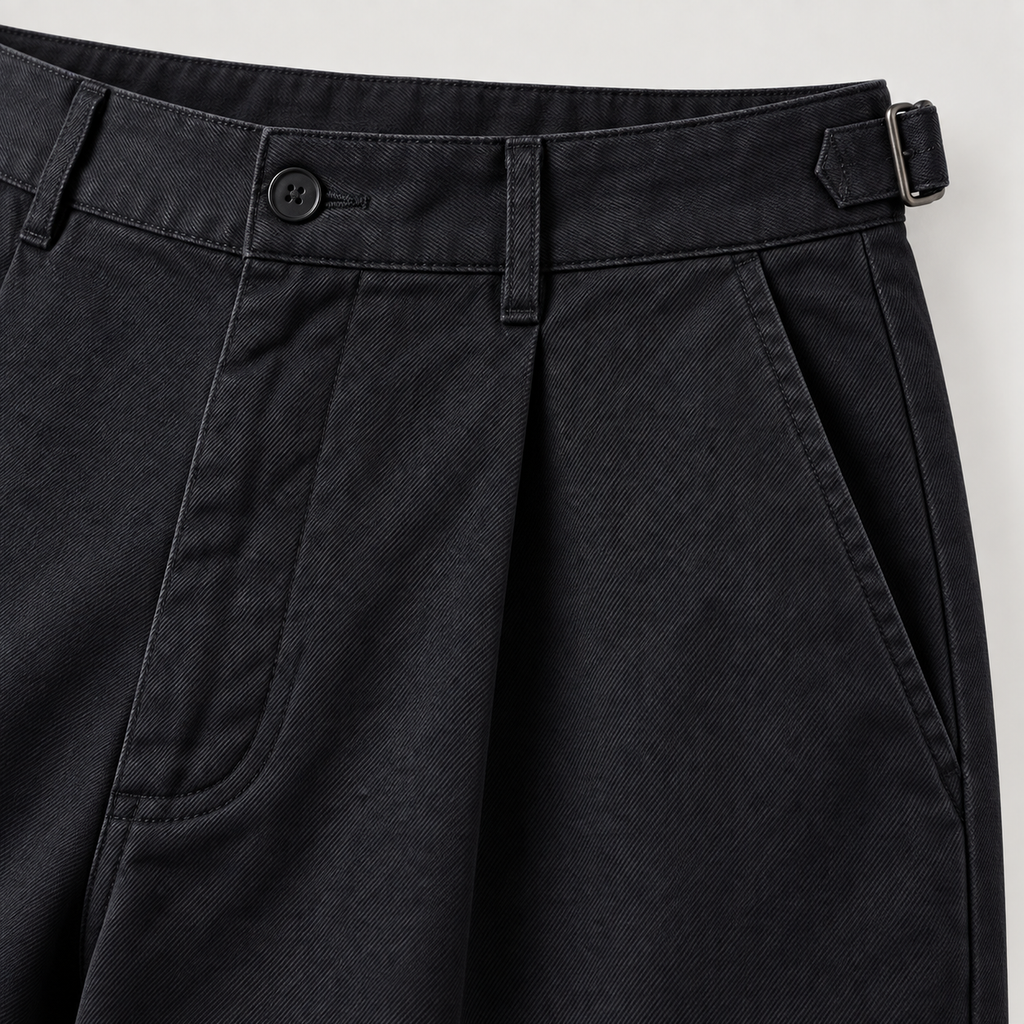 Relaxed Pleat Trouser Close-up detail of Relaxed Pleat Trouser