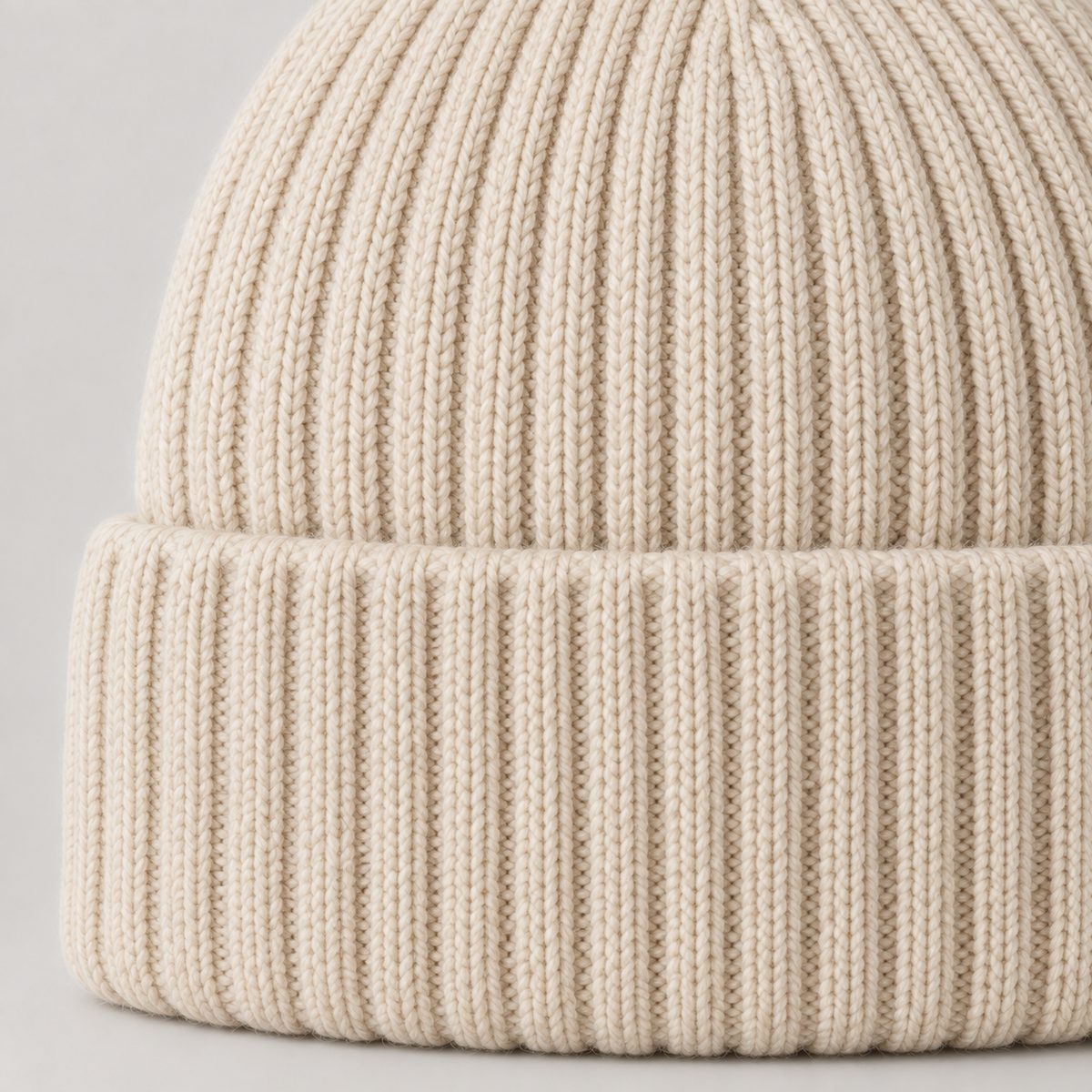 Rib Merino Beanie Close-up detail of Rib Merino Beanie