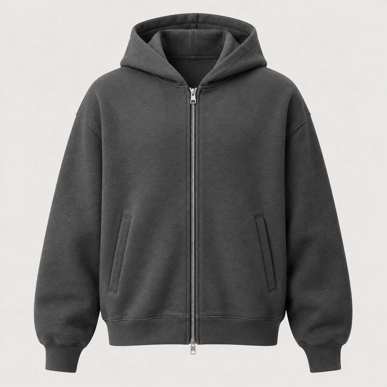 Structured Zip Hoodie on a neutral background