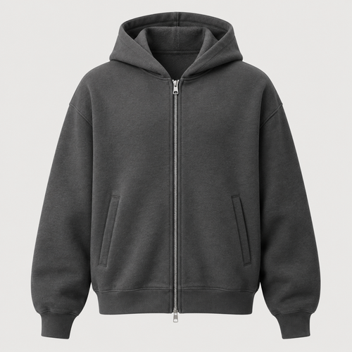 Structured Zip Hoodie on a neutral background