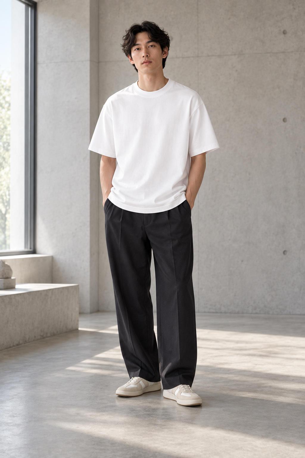 Studio Weight Tee worn as part of a styled outfit